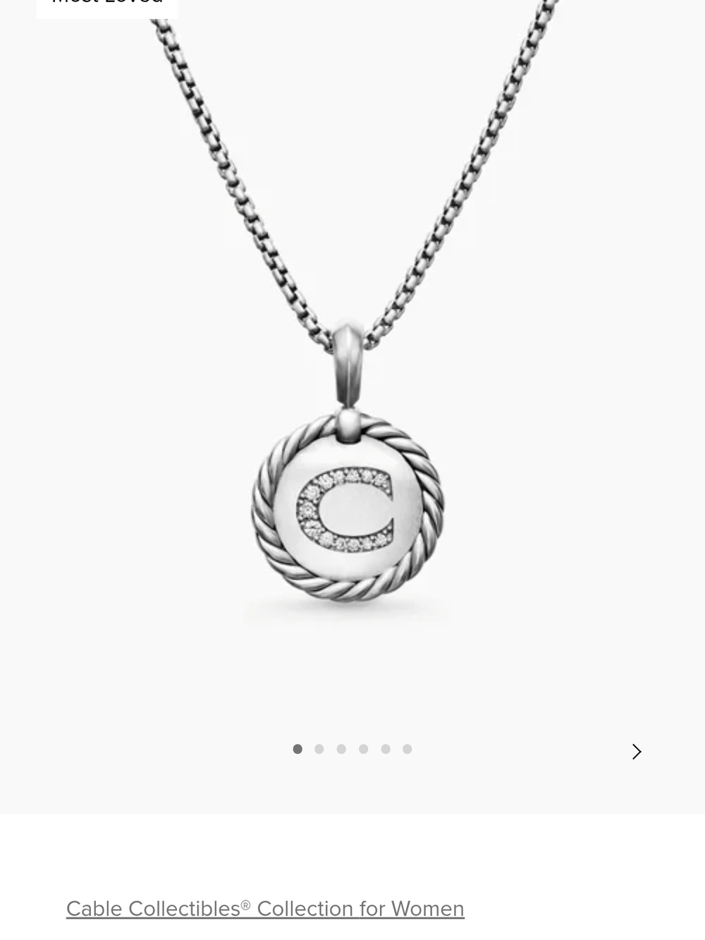 David Yurman Silver Initial C Pendant Necklace